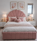 Lit Velours Rose « Coquillage » – Design Élégant