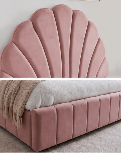 Lit Velours Rose « Coquillage » – Design Élégant