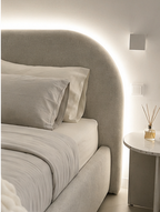 Lit Double Moderne avec Tête de Lit Arrondie et Éclairage LED